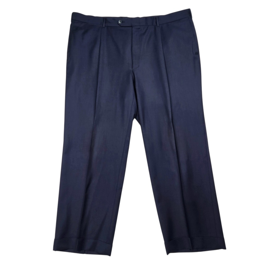Ermenegildo‎ Zegna Trofeo Wool Trousers Mens 44×28 Navy Blue Pleated Milano